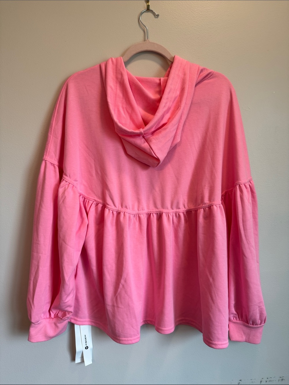 Pink Hooded Peplum Sweatshirt - Picture 3 of 3